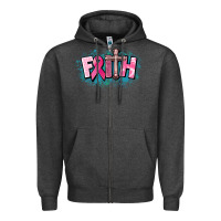 Charcoal Heather Cancer Faith Cross Zipper Hoodie - HowdyJamesFarm