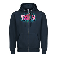Navy Cancer Faith Cross Zipper Hoodie - HowdyJamesFarm