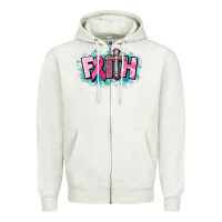 Oatmeal Heather Cancer Faith Cross Zipper Hoodie - HowdyJamesFarm