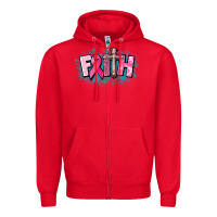 Red Cancer Faith Cross Zipper Hoodie - HowdyJamesFarm