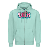 Seafoam Cancer Faith Cross Zipper Hoodie - HowdyJamesFarm
