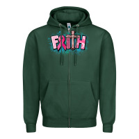 Sports Green Cancer Faith Cross Zipper Hoodie - HowdyJamesFarm