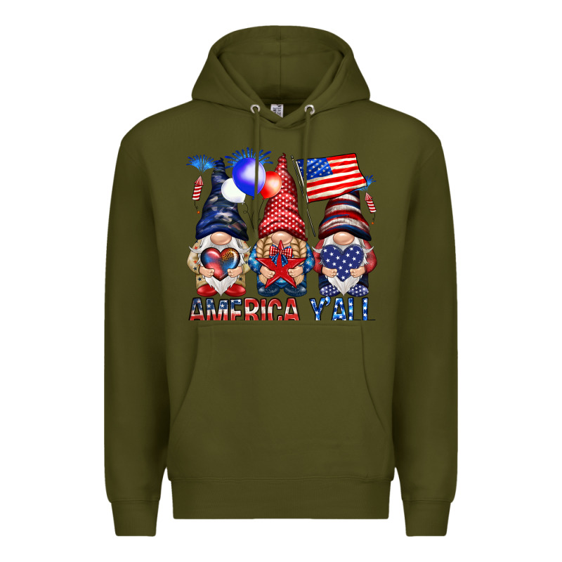America Y'all With Gnomies Premium Hoodie by HowdyJamesFarm | Teevron