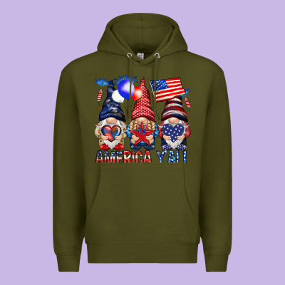 America Y'all With Gnomies Premium Hoodie Designed By Howdyjamesfarm