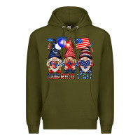Army Green America y'all with gnomies Premium Hoodie - HowdyJamesFarm