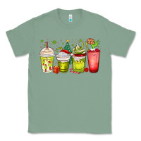 Sage Christmas characters coffee cups Classic Tee - MaliasSmallBusiness