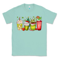 Seafoam Christmas characters coffee cups Classic Tee - MaliasSmallBusiness