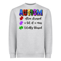 Heather Grey i'm a hot mess always stressed and proudly autism Heavyweight Sweatshirt - Artiststas