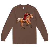 Chestnut Western Christmas Cowgirl On The Horse Long Sleeve Tee - RanaPortraitStore