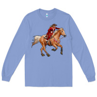 Colony Blue Western Christmas Cowgirl On The Horse Long Sleeve Tee - RanaPortraitStore