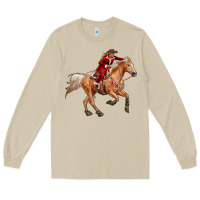 Mushroom Western Christmas Cowgirl On The Horse Long Sleeve Tee - RanaPortraitStore