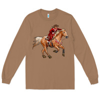 Toasted Coconut Western Christmas Cowgirl On The Horse Long Sleeve Tee - RanaPortraitStore