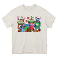 Cream christmas stitch coffee Heavy Core Tee - Jasminsmagicworld