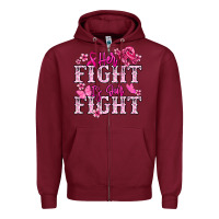 Burgundy Her fight is our fight Cancer Awareness Zipper Hoodie - HowdyJamesFarm