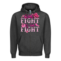 Charcoal Heather Her fight is our fight Cancer Awareness Zipper Hoodie - HowdyJamesFarm