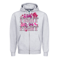 Heather Grey Her fight is our fight Cancer Awareness Zipper Hoodie - HowdyJamesFarm