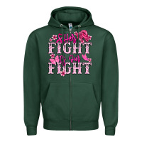 Sports Green Her fight is our fight Cancer Awareness Zipper Hoodie - HowdyJamesFarm