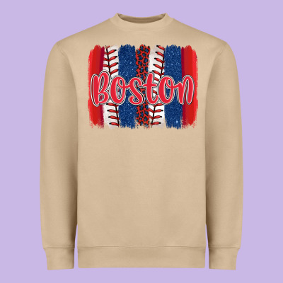 Boston Baseball Team Spirit Brushstrokes Heavyweight Sweatshirt Designed By Artiststas