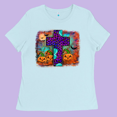Halloween Cross Ladies Tee Designed By Jahusdesignshop