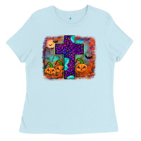 Baby Blue halloween cross Ladies Tee - JahusDesignShop