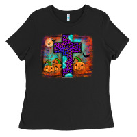 Black halloween cross Ladies Tee - JahusDesignShop