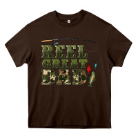 Chocolate Brown reel great dad Heavy Core Tee - Artiststas