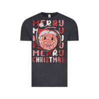Vintage Black merry christmas smiling face Vintage Tee - MaliasSmallBusiness