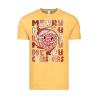 Vintage Mustard merry christmas smiling face Vintage Tee - MaliasSmallBusiness