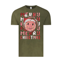 Vintage Olive merry christmas smiling face Vintage Tee - MaliasSmallBusiness