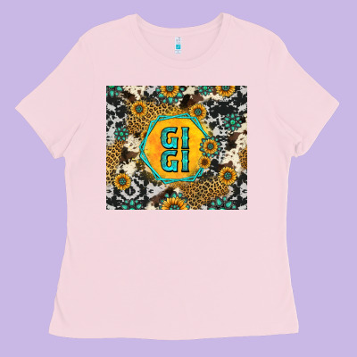 Gigi Sunflower Turquoise Ladies Tee Designed By Jasminsmagicworld