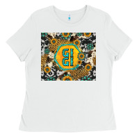 White gigi sunflower turquoise Ladies Tee - Jasminsmagicworld