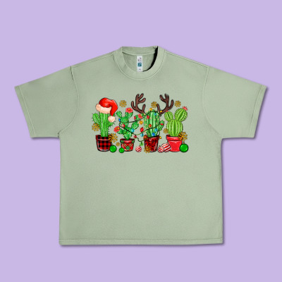 Christmas Cactus Urban Heavy Tee Designed By Maliassmallbusiness