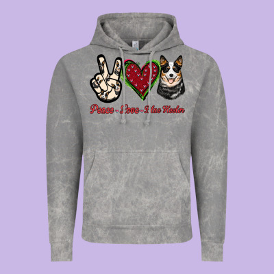 Peace Love Blue Heeler Vintage Hoodie Designed By Jasminsmagicworld