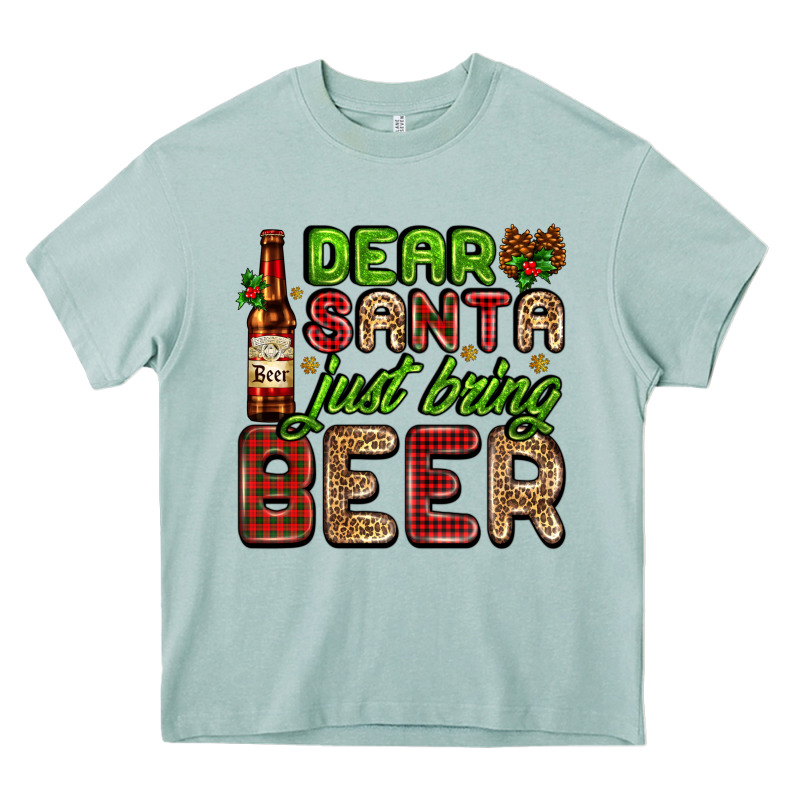 Dear Santa Just Bring A Beer With A Beer Bottle Heavy Core Tee by AdoDesignShop | Teevron
