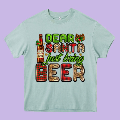 Dear Santa Just Bring A Beer With A Beer Bottle Heavy Core Tee Designed By Adodesignshop
