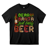 Black dear santa just bring a beer with a beer bottle Heavy Core Tee - AdoDesignShop