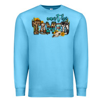 Ocean Blue can't be tamed bull skull Premium Sweatshirt - OliviaCreatesArt