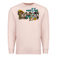 Pale Pink can't be tamed bull skull Premium Sweatshirt - OliviaCreatesArt