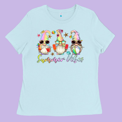 Summer Vibes Gnomes Ladies Tee Designed By Artiststas