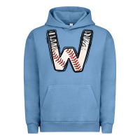 Pigment Pebble Blue Baseball Alphabet Urban Hoodie - CowhideDigitalArt