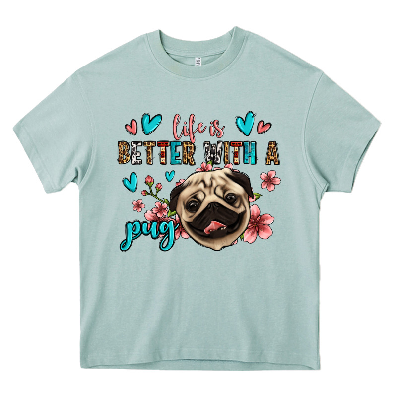 Life Is Better With A Pug Heavy Core Tee by Jasminsmagicworld | Teevron