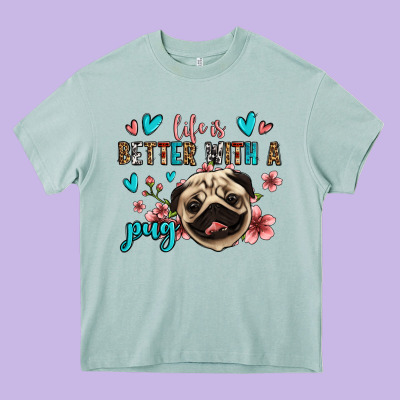 Life Is Better With A Pug Heavy Core Tee Designed By Jasminsmagicworld