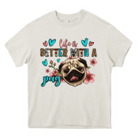 Cream life is better with a pug Heavy Core Tee - Jasminsmagicworld
