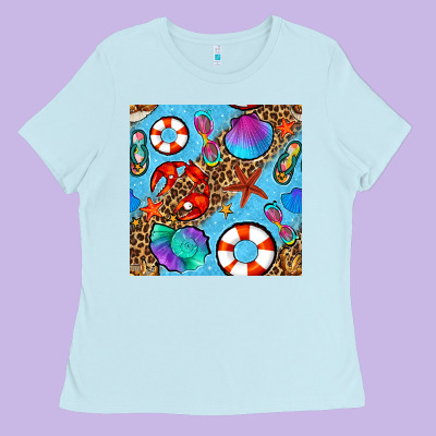 Summer With Leopard Seamless Pattern Ladies Tee Designed By Bundleandbundleshop