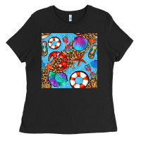 Black summer with leopard seamless pattern Ladies Tee - BundleAndBundleShop