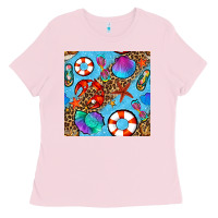 Bubblegum Pink summer with leopard seamless pattern Ladies Tee - BundleAndBundleShop