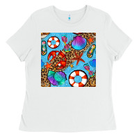 White summer with leopard seamless pattern Ladies Tee - BundleAndBundleShop