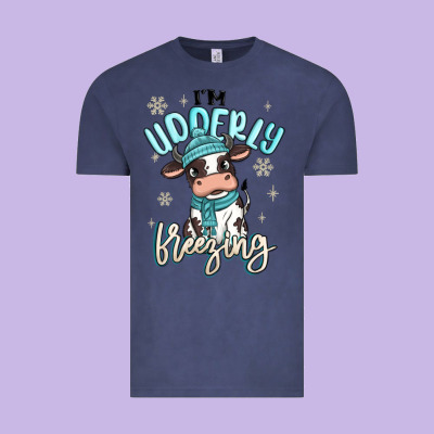 I'm Udderly Freezing Baby Cow Vintage Tee Designed By Maliassmallbusiness