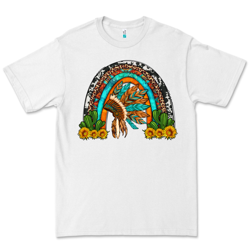 Indian Headdress Cactus And Sunflowers Rainbow Premium Tee by Artiststas | Teevron