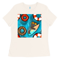 Bone koala at the pool seamless pattern Ladies Tee - BundleAndBundleShop